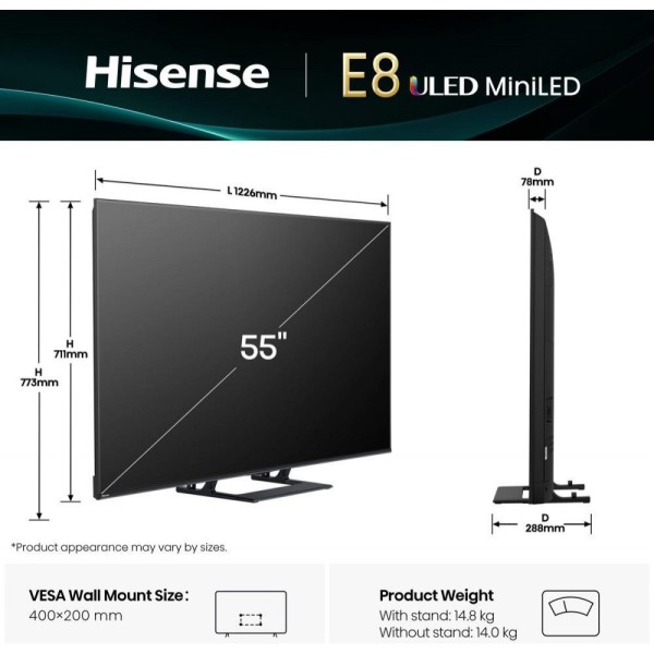 Телевізор Hisense 55E8Q