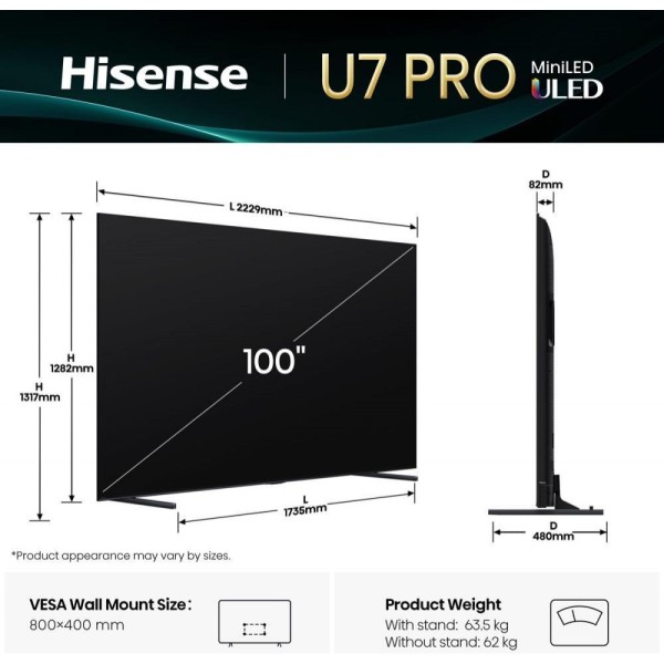 Телевізор Hisense 100U7Q PRO