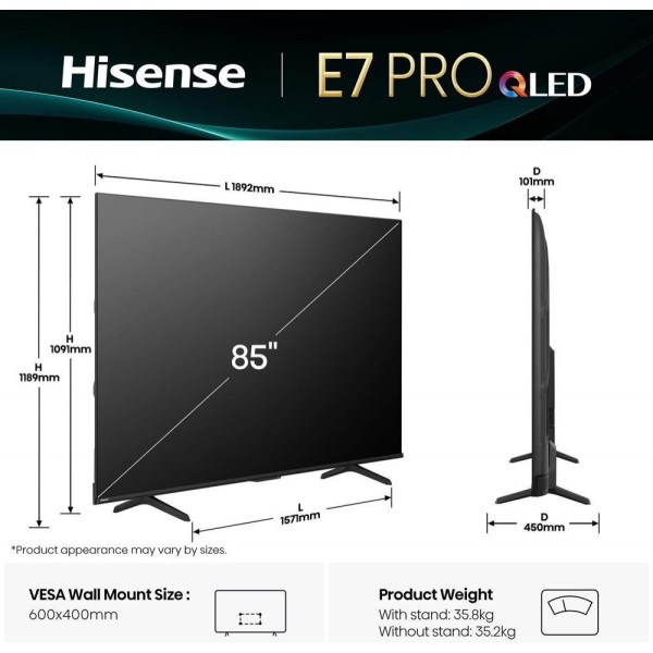 Телевізор Hisense 85E7Q PRO Телевізор Hisense 85E7Q PRO