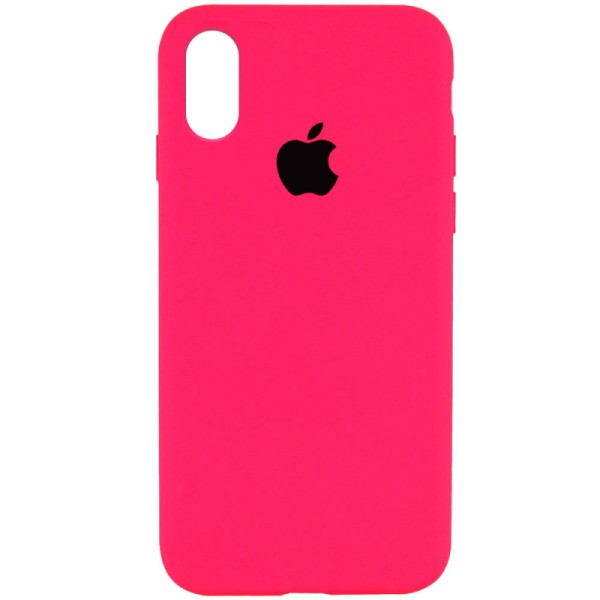 Чохол Silicone Case Full Protective (AA) для Apple iPhone X (5.8") / XS (5.8") Рожевий / Barbie pink