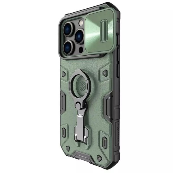 TPU+PC чохол Nillkin CamShield Armor Pro no logo (шторка на камеру) для Apple iPhone 14 Pro (6.1") Зелений