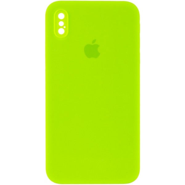 Чохол Silicone Case Square Full Camera Protective (AA) для Apple iPhone XS Max (6.5") Салатовий / Neon green