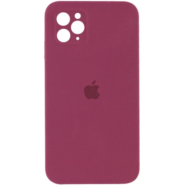 Чохол Silicone Case Square Full Camera Protective (AA) для Apple iPhone 11 Pro Max (6.5") Бордовий / Plum