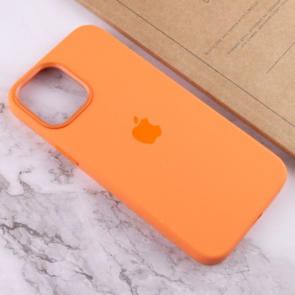 Чохол Silicone case (AAA) full with Magsafe and Animation для Apple iPhone 12 Pro Max (6.7") Помаранчевий / Kumquat