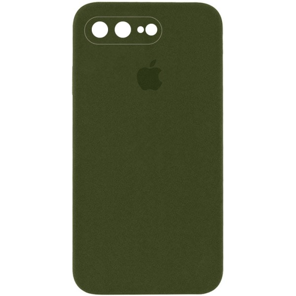 Чохол Silicone Case Square Full Camera Protective (AA) для Apple iPhone 7 plus / 8 plus (5.5") Зелений / Dark Olive