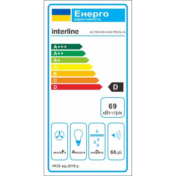 Витяжка Interline ALTEA WH A 60 PB/GL/A