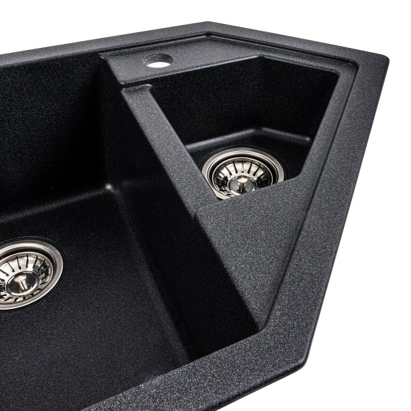 Гранітна мийка для кухні Platinum 9950 PANDORA матовий Карбон
