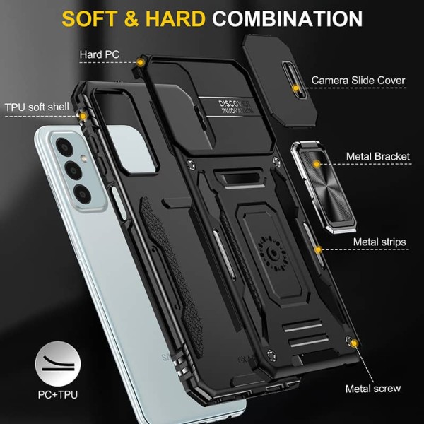 Ударостійкий чохол Camshield Army Ring для Samsung Galaxy M23 5G / M13 4G Чорний / Black Ударостійкий чохол Camshield Army Ring для Samsung Galaxy M23 5G / M13 4G Чорний / Black