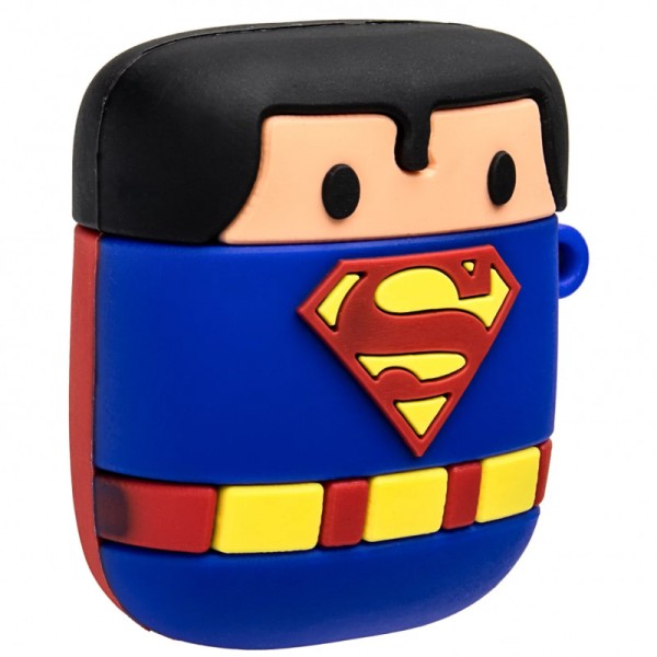 Силіконовий футляр Marvel & DC series для навушників AirPods 1/2 + кільце Супермен/Синій