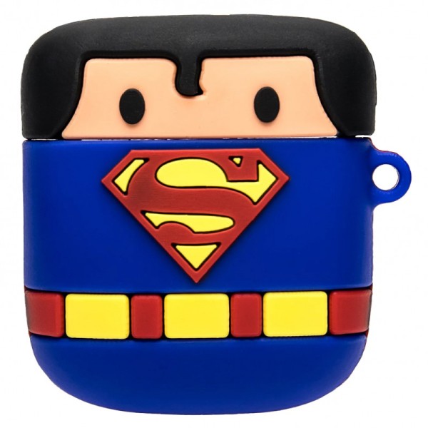 Силіконовий футляр Marvel & DC series для навушників AirPods 1/2 + кільце Супермен/Синій