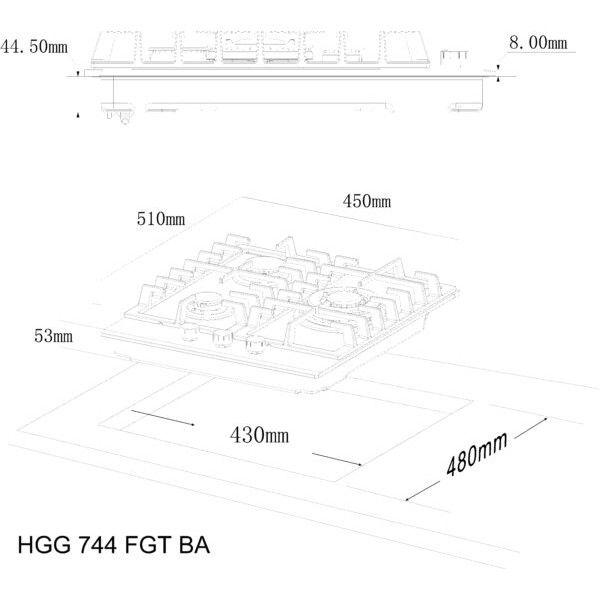 Варильна поверхня Interline HGG 744 FGT BA Варильна поверхня Interline HGG 744 FGT BA