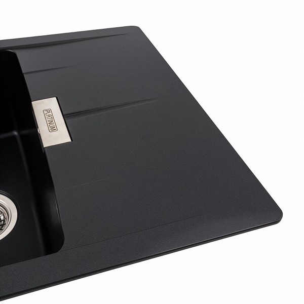 Гранітна мийка для кухні Platinum 6250 ZIRKONE матова Чорна