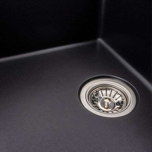 Гранітна мийка для кухні Platinum 6250 ZIRKONE матова Чорна