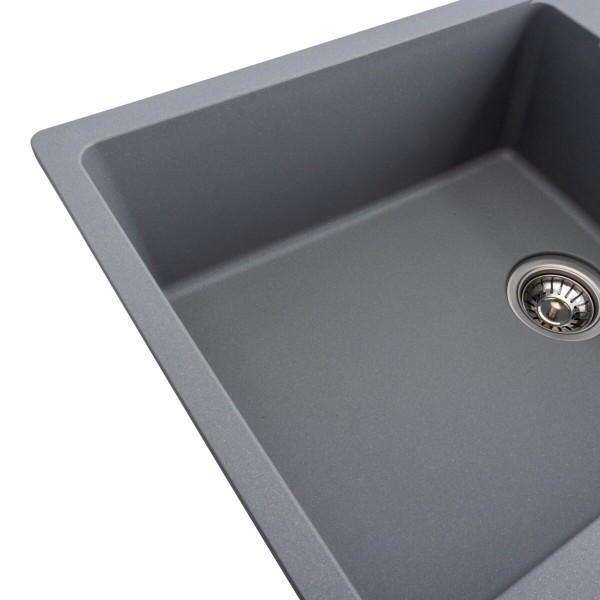 Гранітна мийка для кухні VALESO ROMA 7850 матова Сірий металік