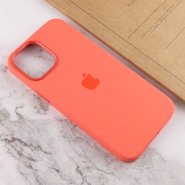 Чохол Silicone case (AAA) full with Magsafe and Animation для Apple iPhone 12 Pro / 12 (6.1") Помаранчевий / Pink citrus