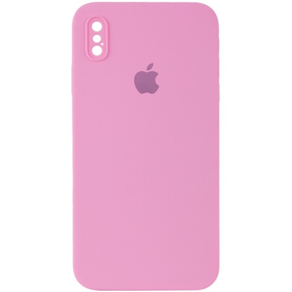 Чохол Silicone Case Square Full Camera Protective (AA) для Apple iPhone XS Max (6.5") Рожевий / Light pink