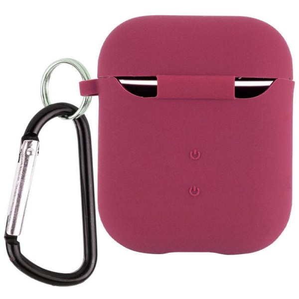 Силіконовий футляр з мікрофіброю для навушників Airpods 1/2 Бордовий / Plum Силіконовий футляр з мікрофіброю для навушників Airpods 1/2 Бордовий / Plum