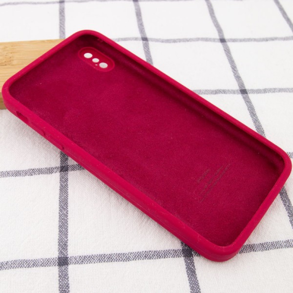 Чохол Silicone Case Square Full Camera Protective (AA) для Apple iPhone XS Max (6.5") Червоний / Rose Red