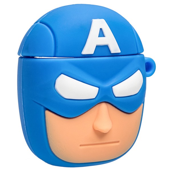 Силіконовий футляр Marvel & DC series для навушників AirPods 1/2 + карабін Капітан Америка/Синій Силіконовий футляр Marvel & DC series для навушників AirPods 1/2 + карабін Капітан Америка/Синій