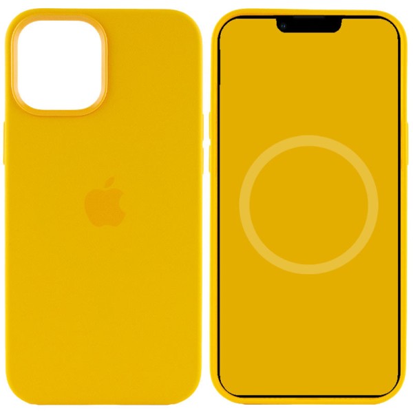 Чохол Silicone case (AAA) full with Magsafe and Animation для Apple iPhone 12 Pro / 12 (6.1") Жовтий / Sunflower