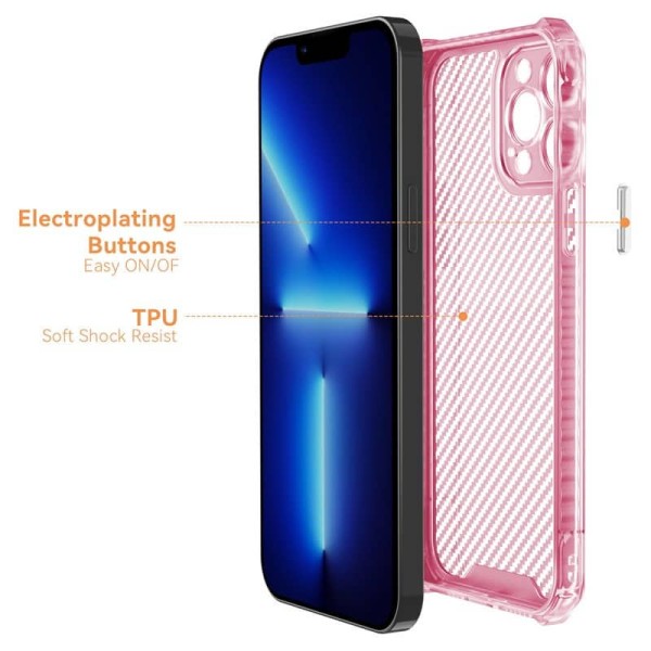 Чохол TPU Ease Carbon color series для Apple iPhone 13 Pro Max (6.7") Рожевий / Прозорий