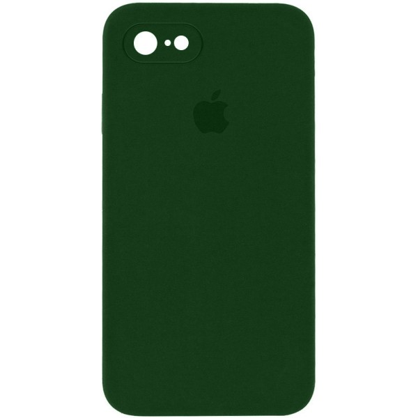 Чохол Silicone Case Square Full Camera Protective (AA) для Apple iPhone 7 / 8 / SE (2020) (4.7") Зелений / Army green