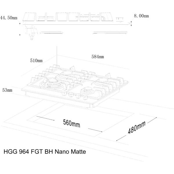 Варильна поверхня Interline HGG 964 FGT BH Nano Matte Варильна поверхня Interline HGG 964 FGT BH Nano Matte