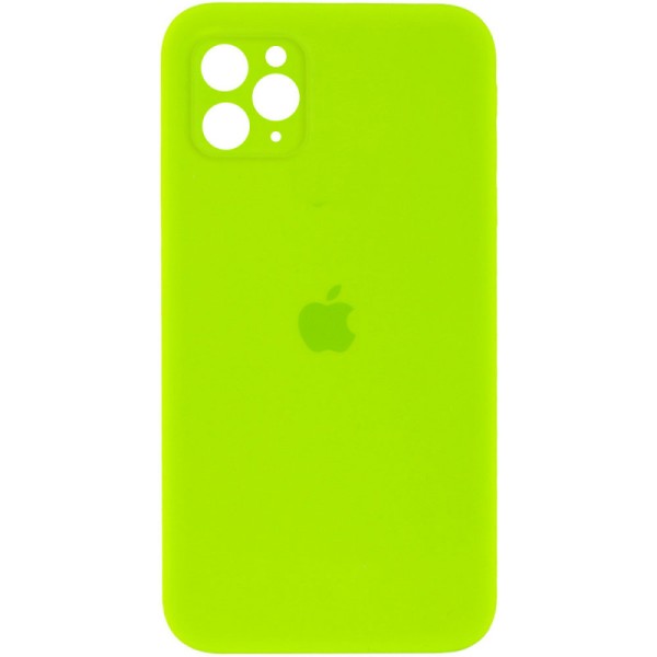 Чохол Silicone Case Square Full Camera Protective (AA) для Apple iPhone 11 Pro (5.8") Салатовий / Neon green