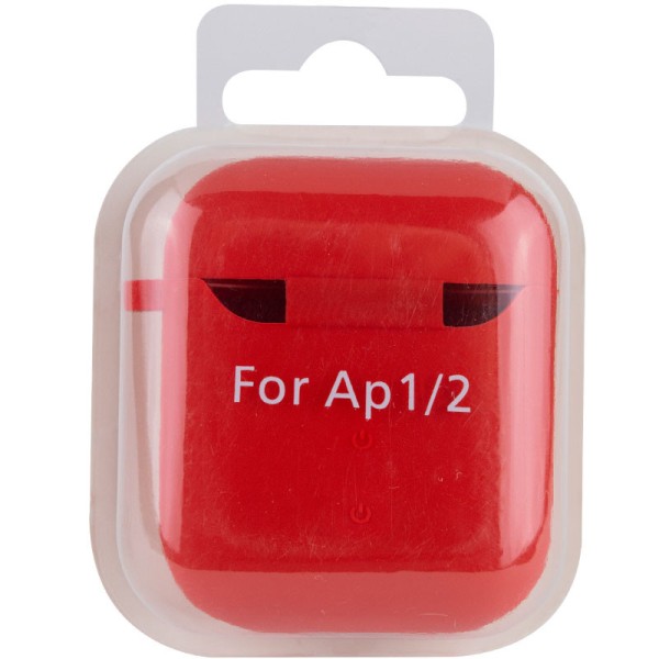 Силиконовый футляр с микрофиброй для наушников Airpods 1/2 Красный / Red