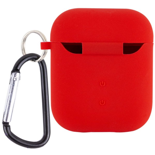 Силиконовый футляр с микрофиброй для наушников Airpods 1/2 Красный / Red