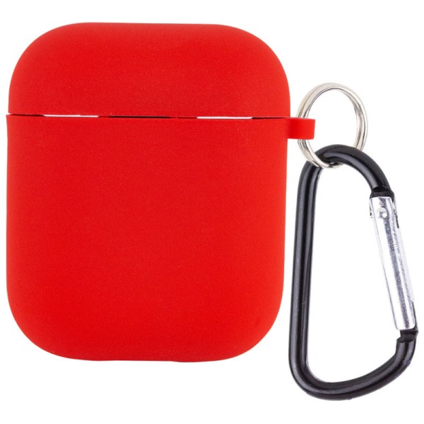 Силиконовый футляр с микрофиброй для наушников Airpods 1/2 Красный / Red