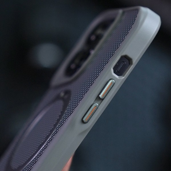 TPU+PC чохол Metal Buttons with MagSafe Carbon Ring для Apple iPhone 15 (6.1") Сірий