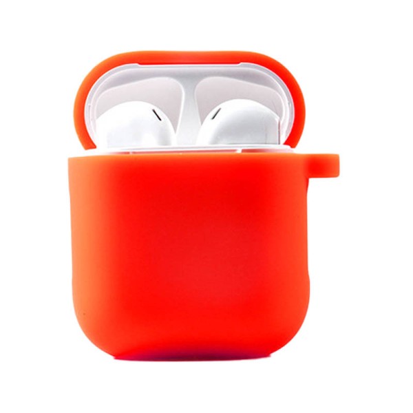 Силиконовый футляр с микрофиброй для наушников Airpods 1/2 Красный / Red