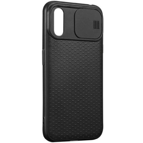 Чехол Camshield Black TPU со шторкой защищающей камеру для Apple iPhone XS Max (6.5") Черный / Черный