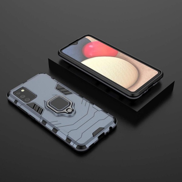 Ударопрочный чехол Transformer Ring for Magnet для Samsung Galaxy A03s Серый / Metal slate