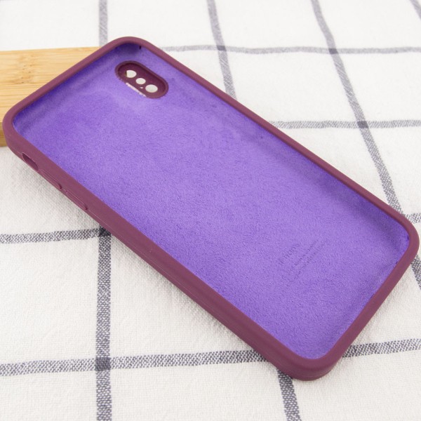 Чохол Silicone Case Square Full Camera Protective (AA) для Apple iPhone XS Max (6.5") Бордовий / Maroon