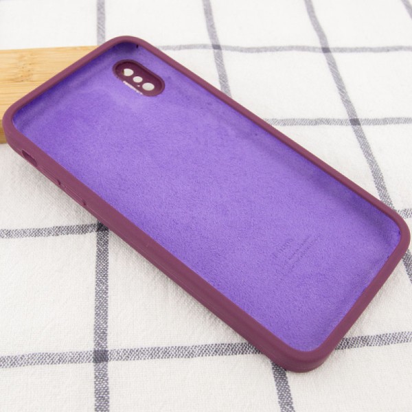 Чохол Silicone Case Square Full Camera Protective (AA) для Apple iPhone XS Max (6.5") Бордовий / Maroon