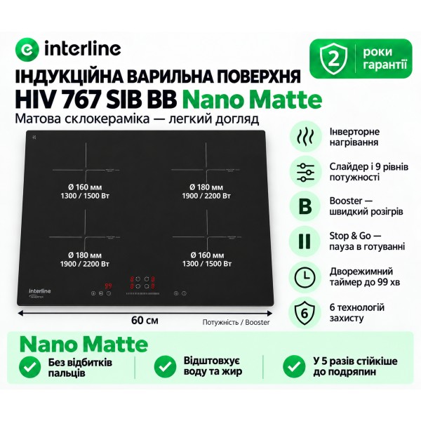 Варильна поверхня Interline HIV 767 SIB BB Nano Matte