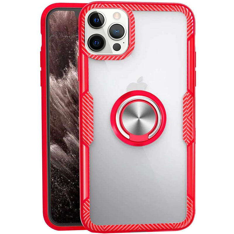 TPU+PC чохол Deen CrystalRing for Magnet (opp) для Apple iPhone 13 Pro (6.1") Безбарвний / Червоний